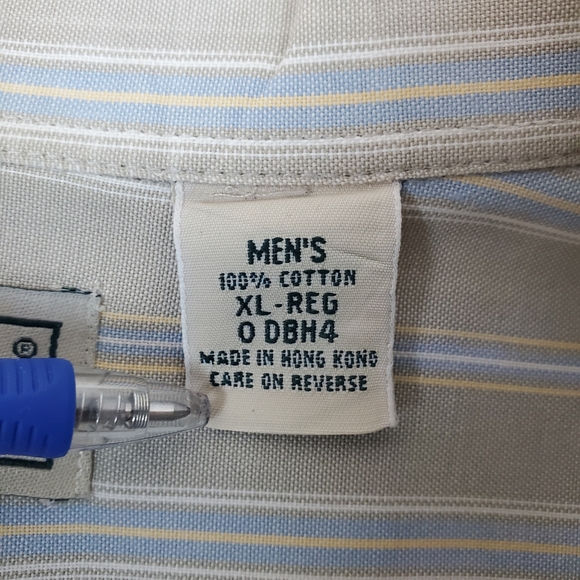 Vintage LL Bean Brown Blue Striped Long Sleeve Button Down Shirt Size XL Mens - Picture 14 of 15